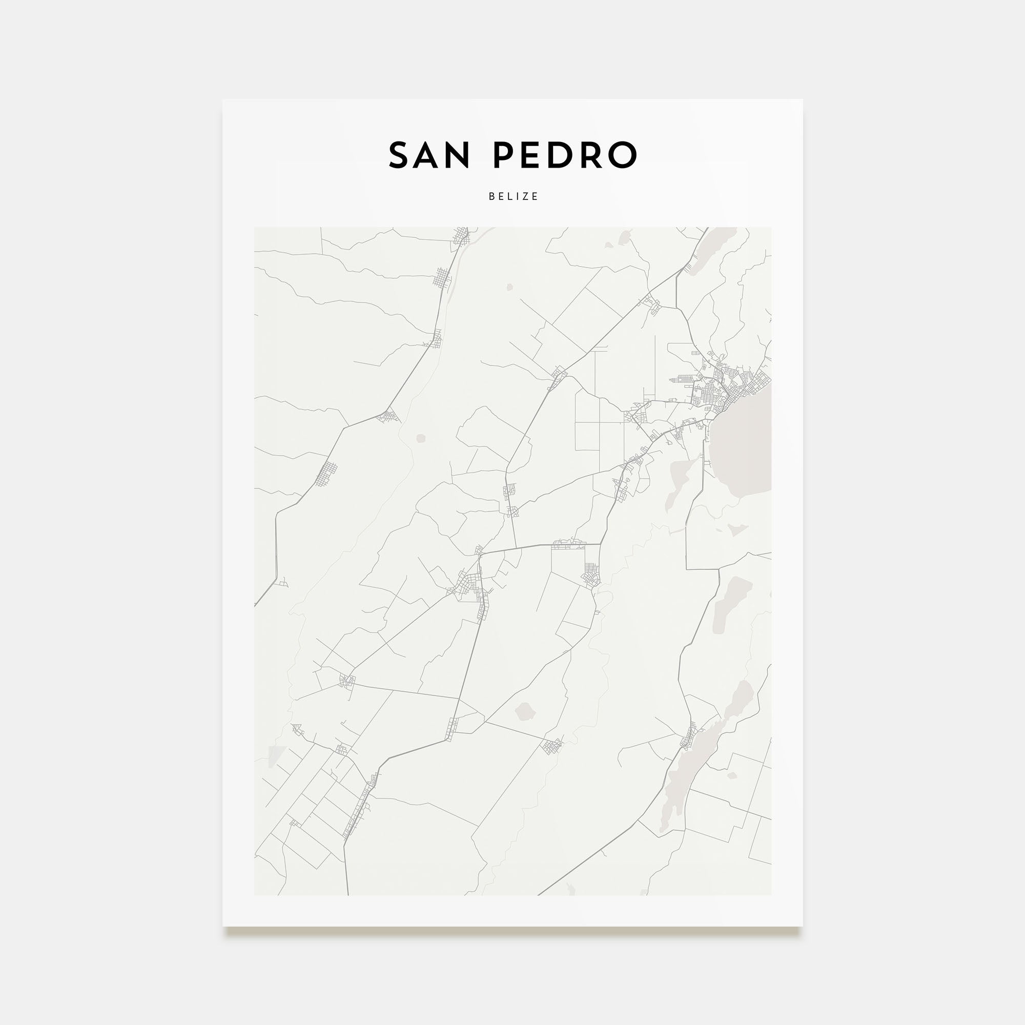San Pedro, Belize Map Portrait Poster
