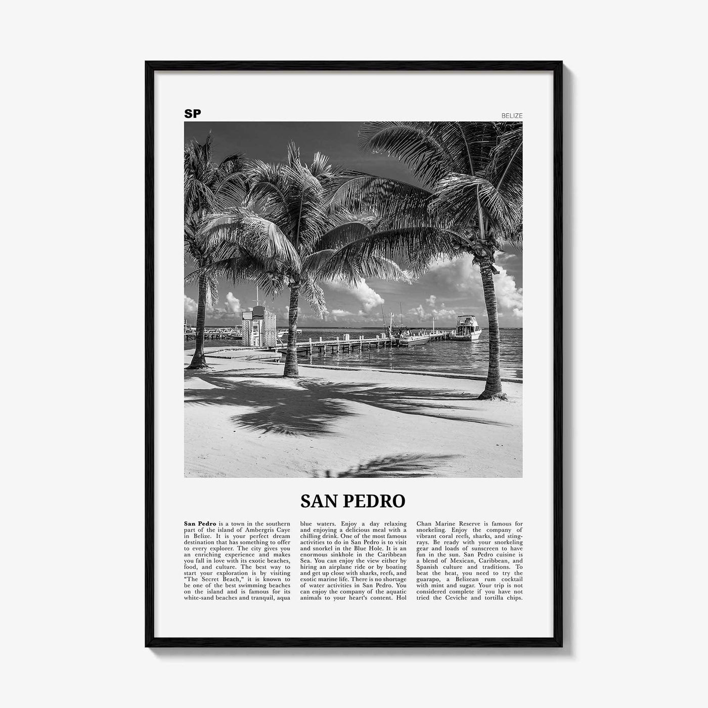 San Pedro Print Black and White Belize, San Pedro Wall Art, San Pedro Poster, San Pedro Photo, San Pedro Wall Décor