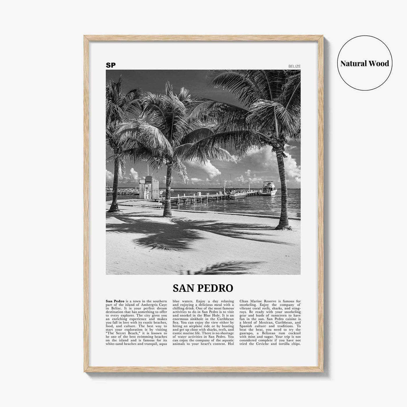 San Pedro Print Black and White Belize, San Pedro Wall Art, San Pedro Poster, San Pedro Photo, San Pedro Wall Décor