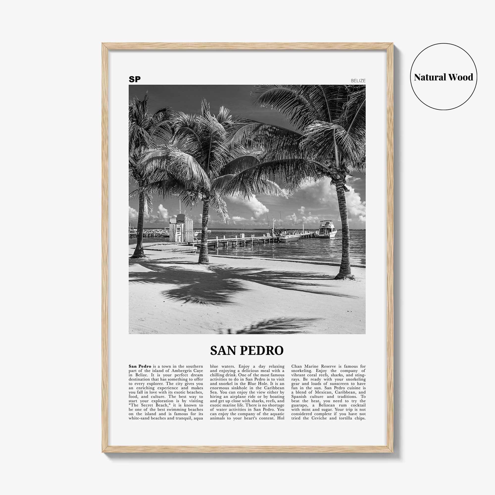 San Pedro Print Black and White Belize, San Pedro Wall Art, San Pedro Poster, San Pedro Photo, San Pedro Wall Décor