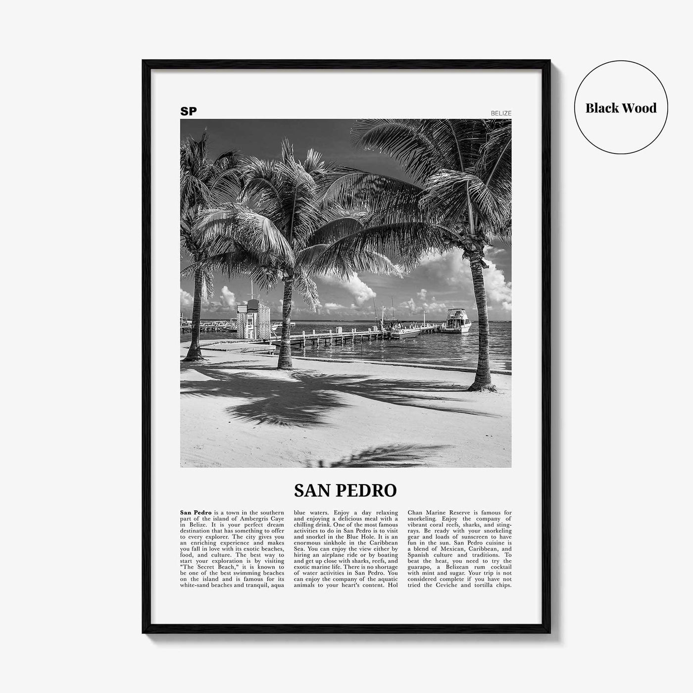 San Pedro Print Black and White Belize, San Pedro Wall Art, San Pedro Poster, San Pedro Photo, San Pedro Wall Décor