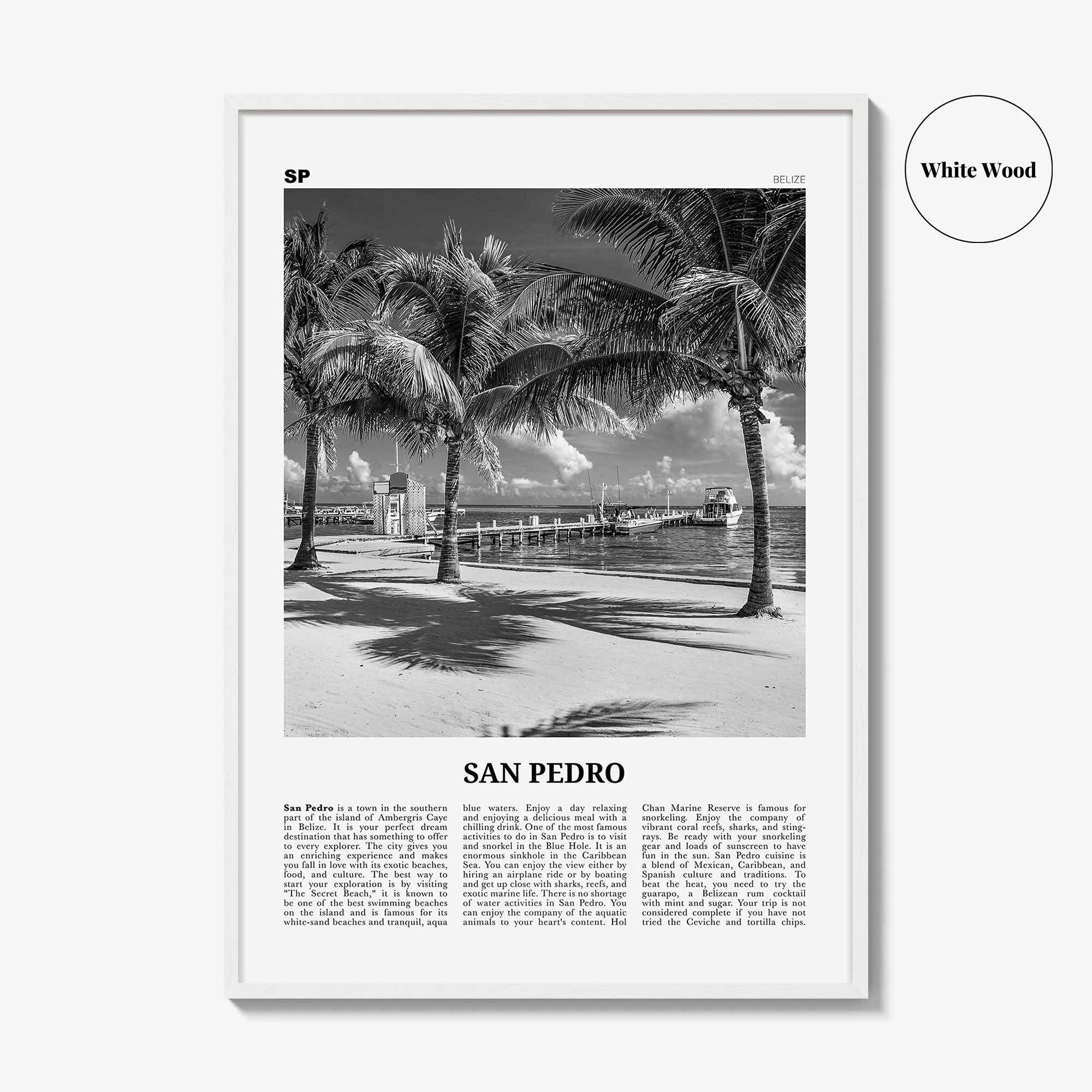 San Pedro Print Black and White Belize, San Pedro Wall Art, San Pedro Poster, San Pedro Photo, San Pedro Wall Décor
