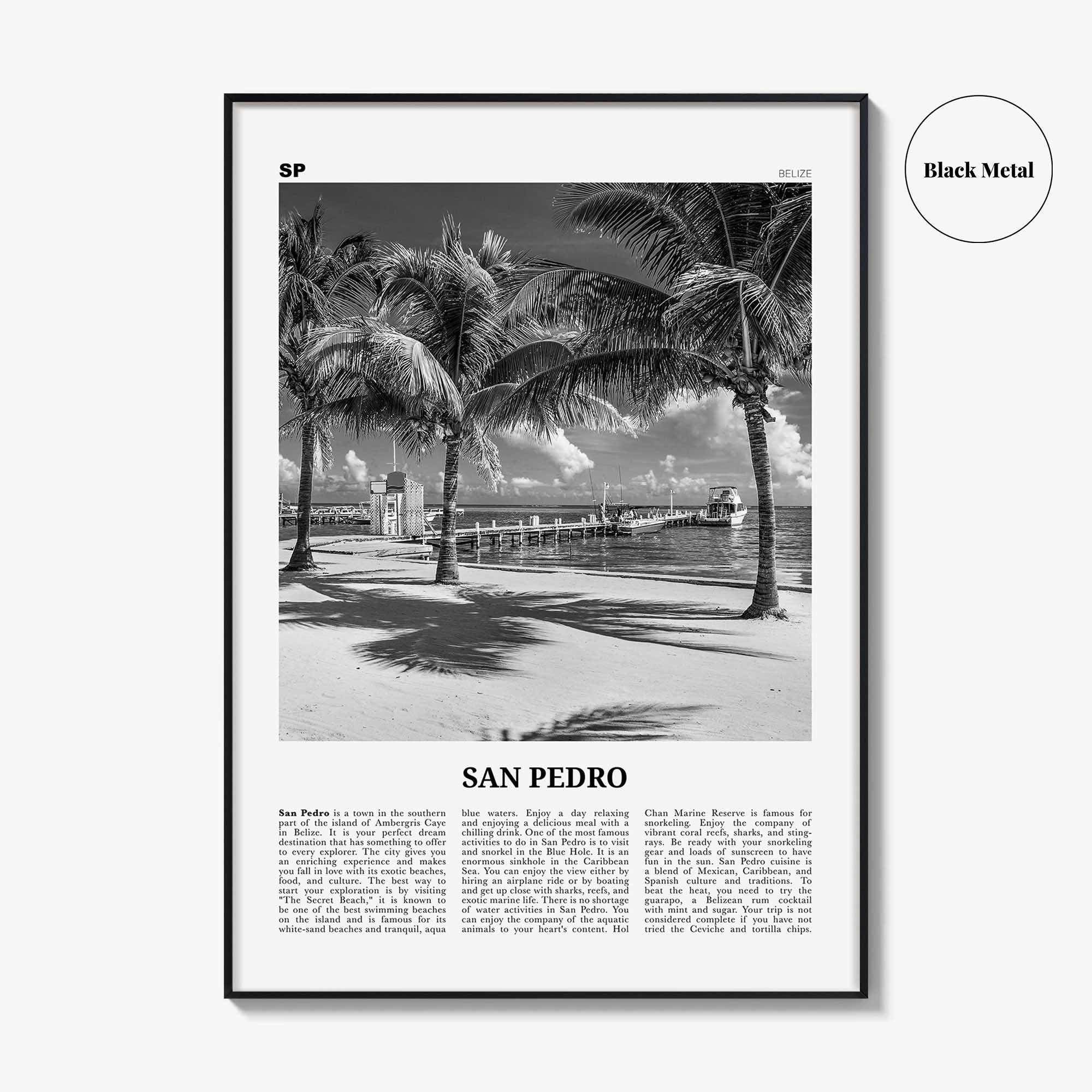 San Pedro Print Black and White Belize, San Pedro Wall Art, San Pedro Poster, San Pedro Photo, San Pedro Wall Décor