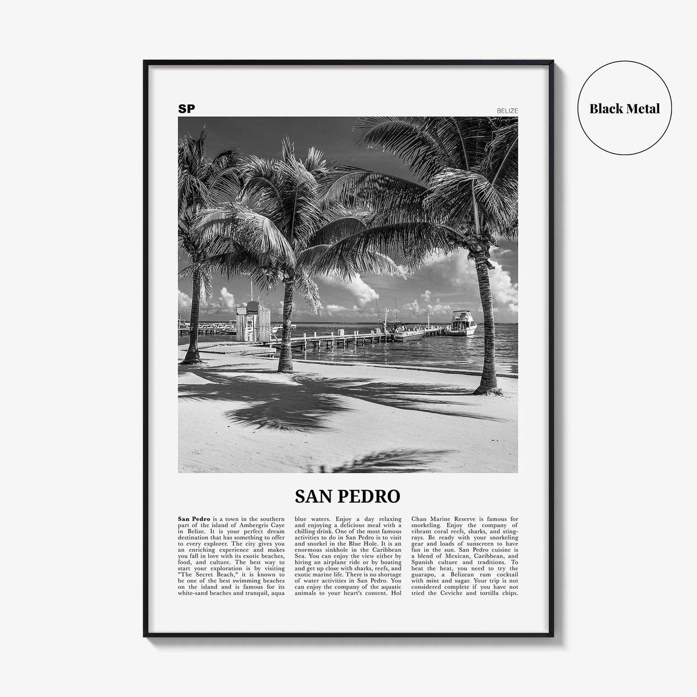San Pedro Print Black and White Belize, San Pedro Wall Art, San Pedro Poster, San Pedro Photo, San Pedro Wall Décor