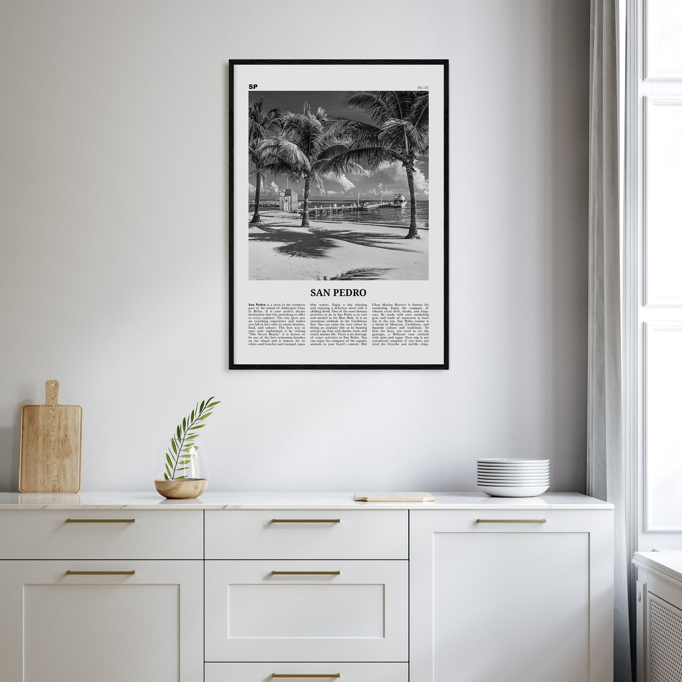 San Pedro, Belize Travel B&W Poster
