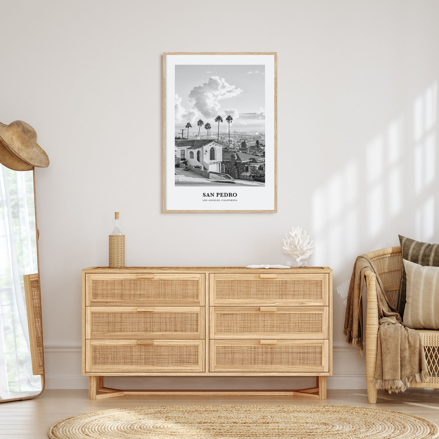 San Pedro, California Portrait B&W No 2 Poster