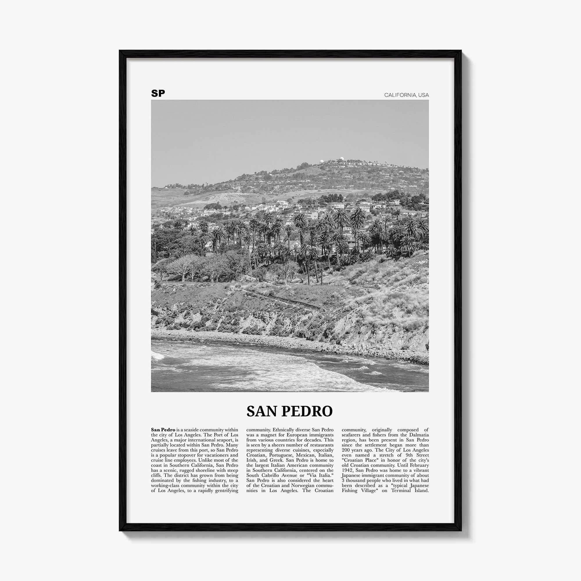 San Pedro Print Black and White California No 1, San Pedro Wall Art, San Pedro Poster, San Pedro Photo, San Pedro Wall Decor, USA