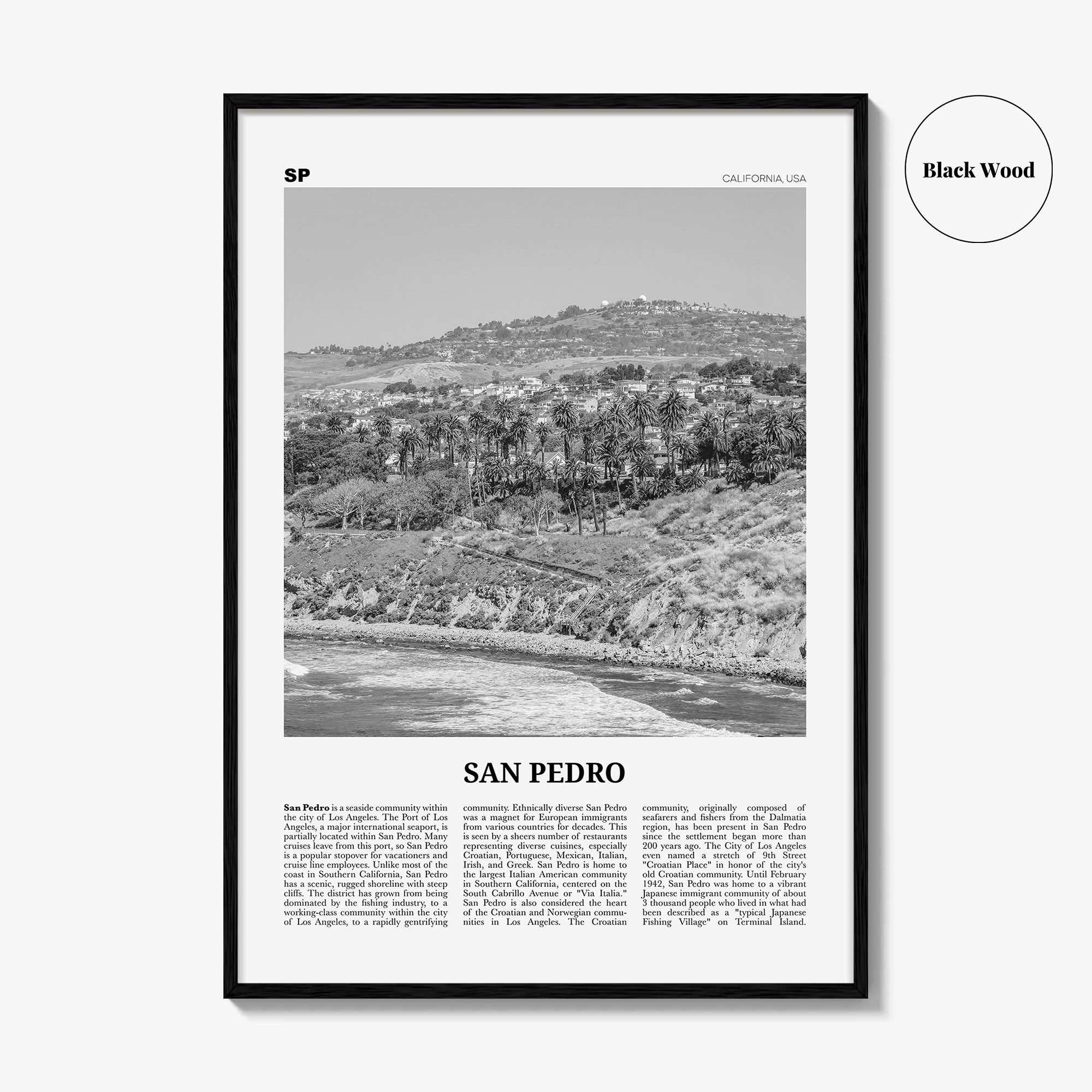 San Pedro Print Black and White California No 1, San Pedro Wall Art, San Pedro Poster, San Pedro Photo, San Pedro Wall Decor, USA