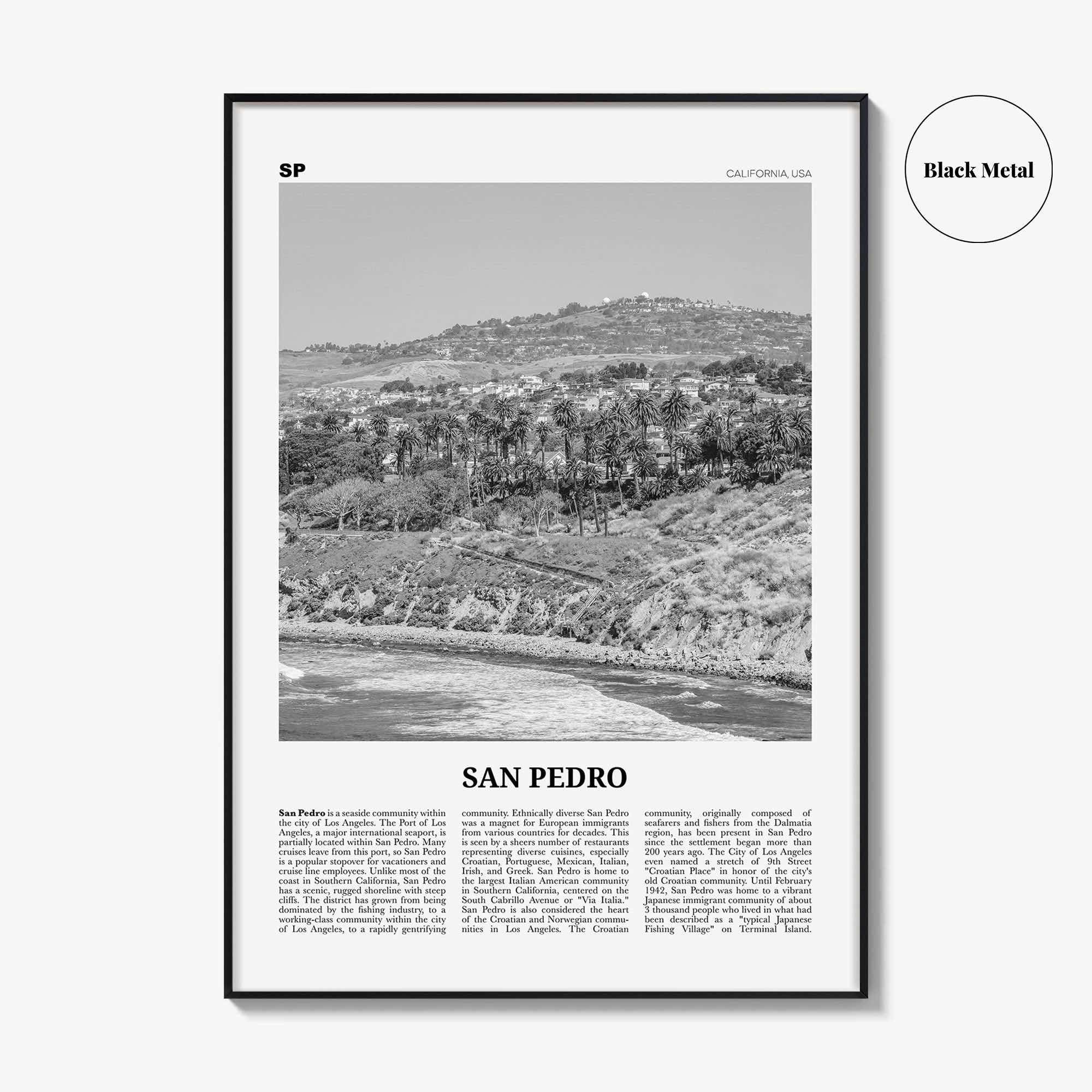 San Pedro Print Black and White California No 1, San Pedro Wall Art, San Pedro Poster, San Pedro Photo, San Pedro Wall Decor, USA
