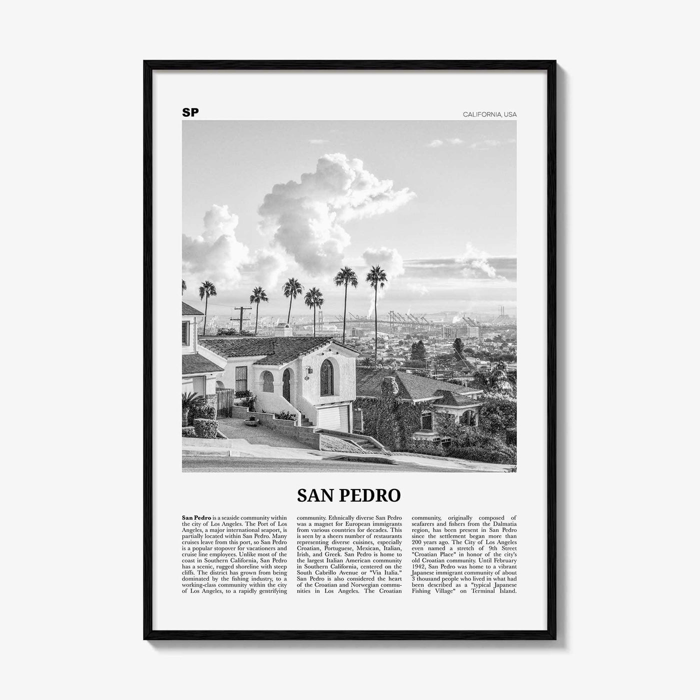 San Pedro Print Black and White California No 2, San Pedro Wall Art, San Pedro Poster, San Pedro Photo, San Pedro Wall Decor, USA