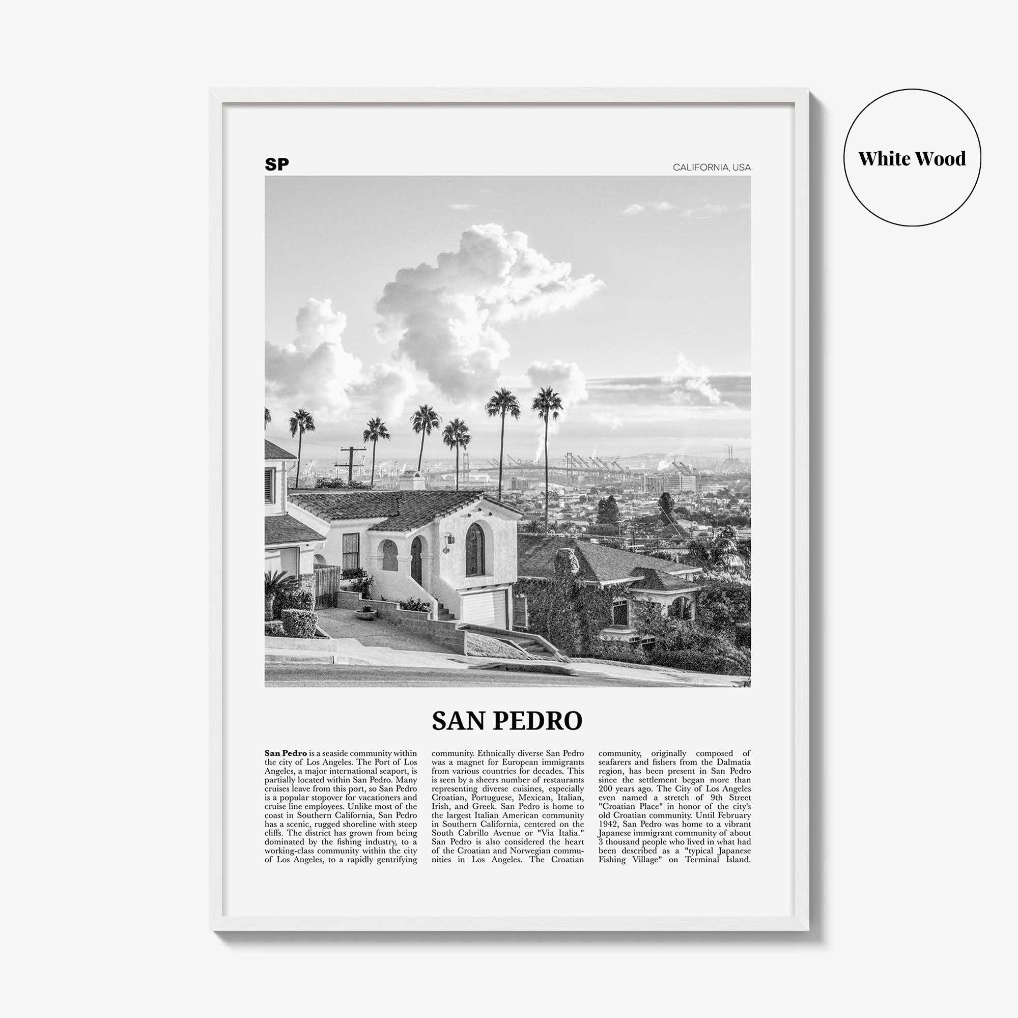 San Pedro Print Black and White California No 2, San Pedro Wall Art, San Pedro Poster, San Pedro Photo, San Pedro Wall Decor, USA