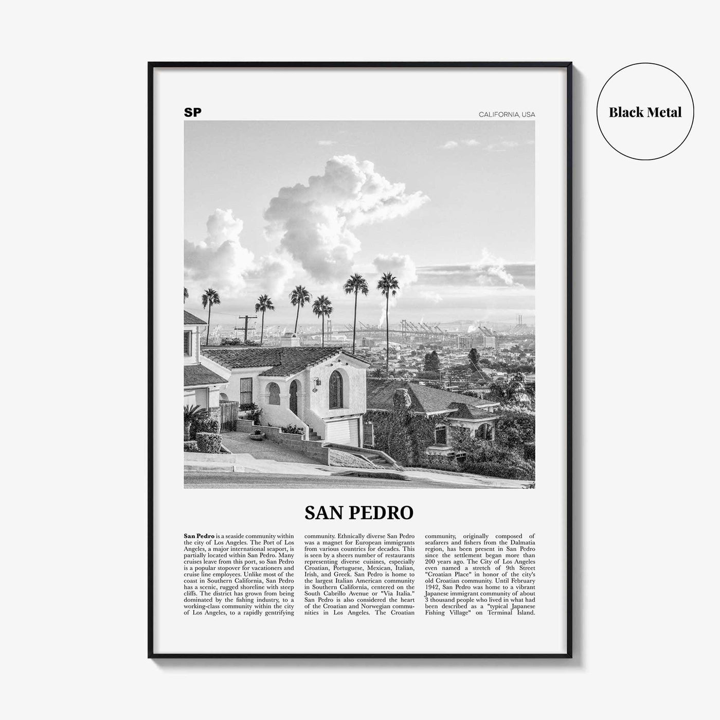 San Pedro Print Black and White California No 2, San Pedro Wall Art, San Pedro Poster, San Pedro Photo, San Pedro Wall Decor, USA