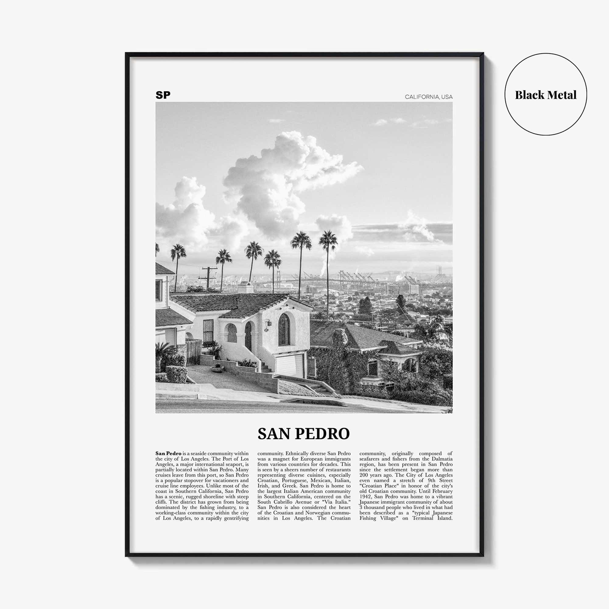 San Pedro Print Black and White California No 2, San Pedro Wall Art, San Pedro Poster, San Pedro Photo, San Pedro Wall Decor, USA