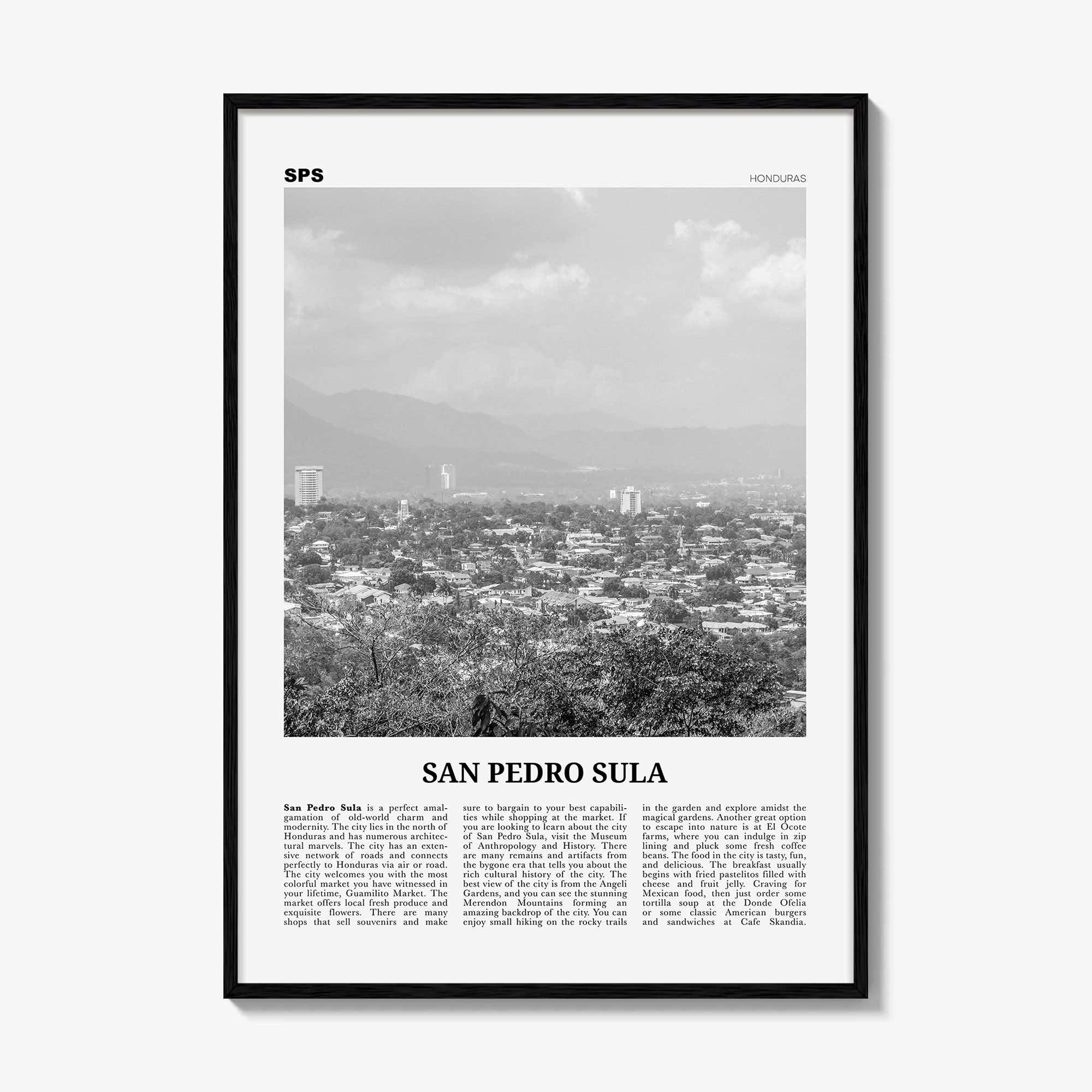 San Pedro Sula Print Black and White, San Pedro Sula Wall Art, San Pedro Sula Poster, San Pedro Sula Photo, San Pedro Sula Décor, Honduras
