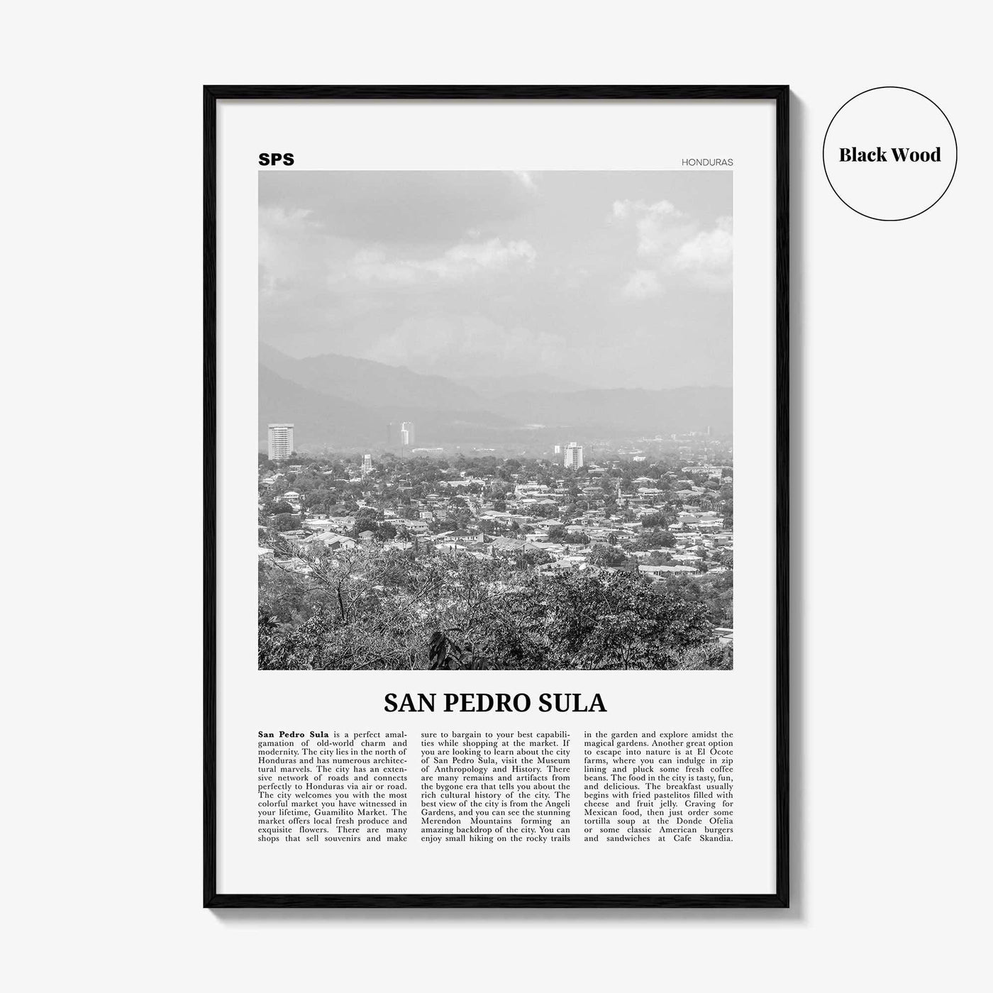 San Pedro Sula Print Black and White, San Pedro Sula Wall Art, San Pedro Sula Poster, San Pedro Sula Photo, San Pedro Sula Décor, Honduras