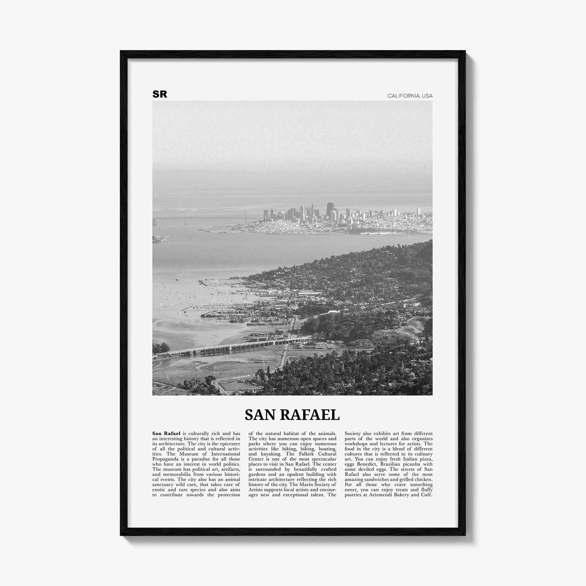 San Rafael Print Black and White, San Rafael Wall Art, San Rafael Poster, San Rafael Photo, San Rafael Décor, California, USA, United States