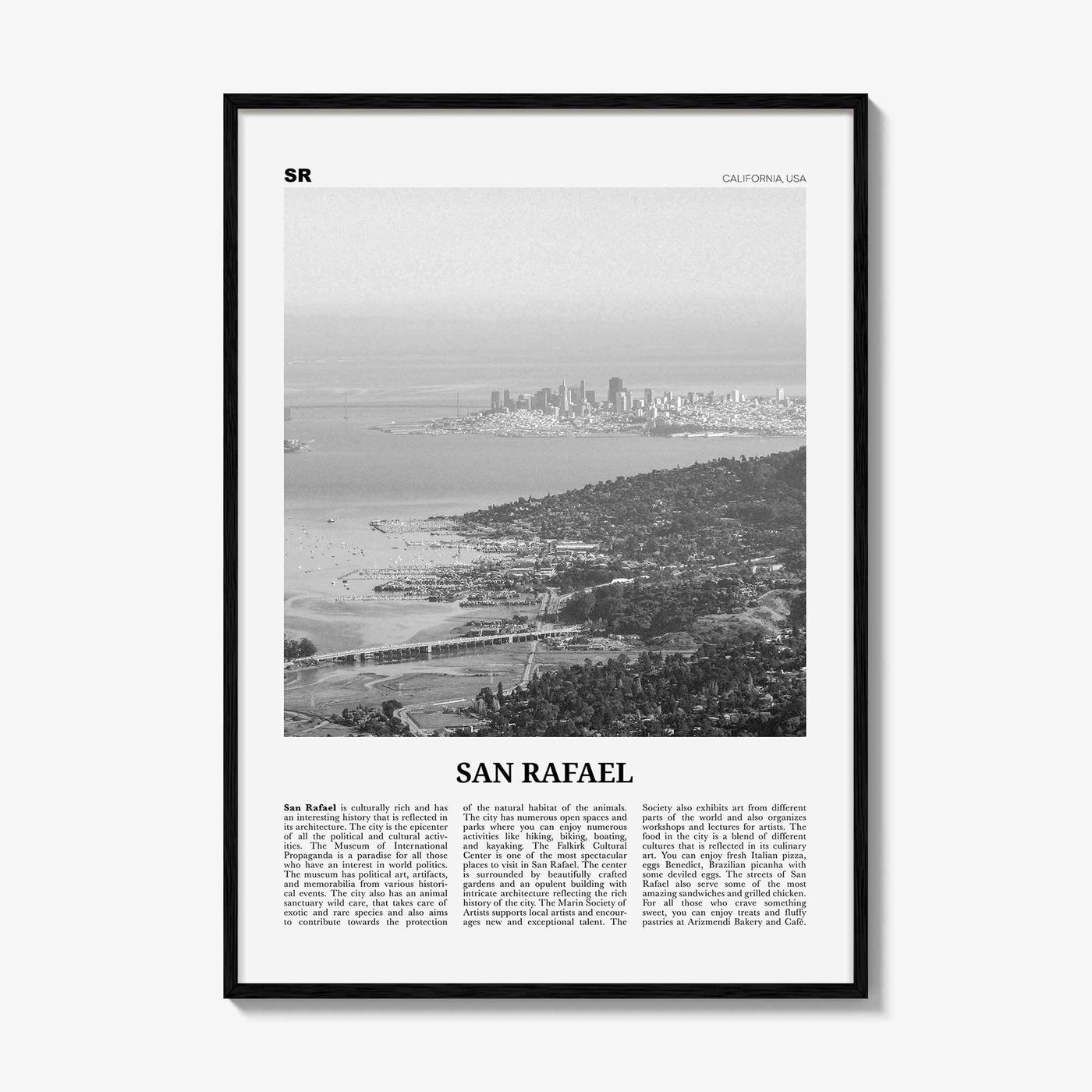 San Rafael Print Black and White, San Rafael Wall Art, San Rafael Poster, San Rafael Photo, San Rafael Décor, California, USA, United States
