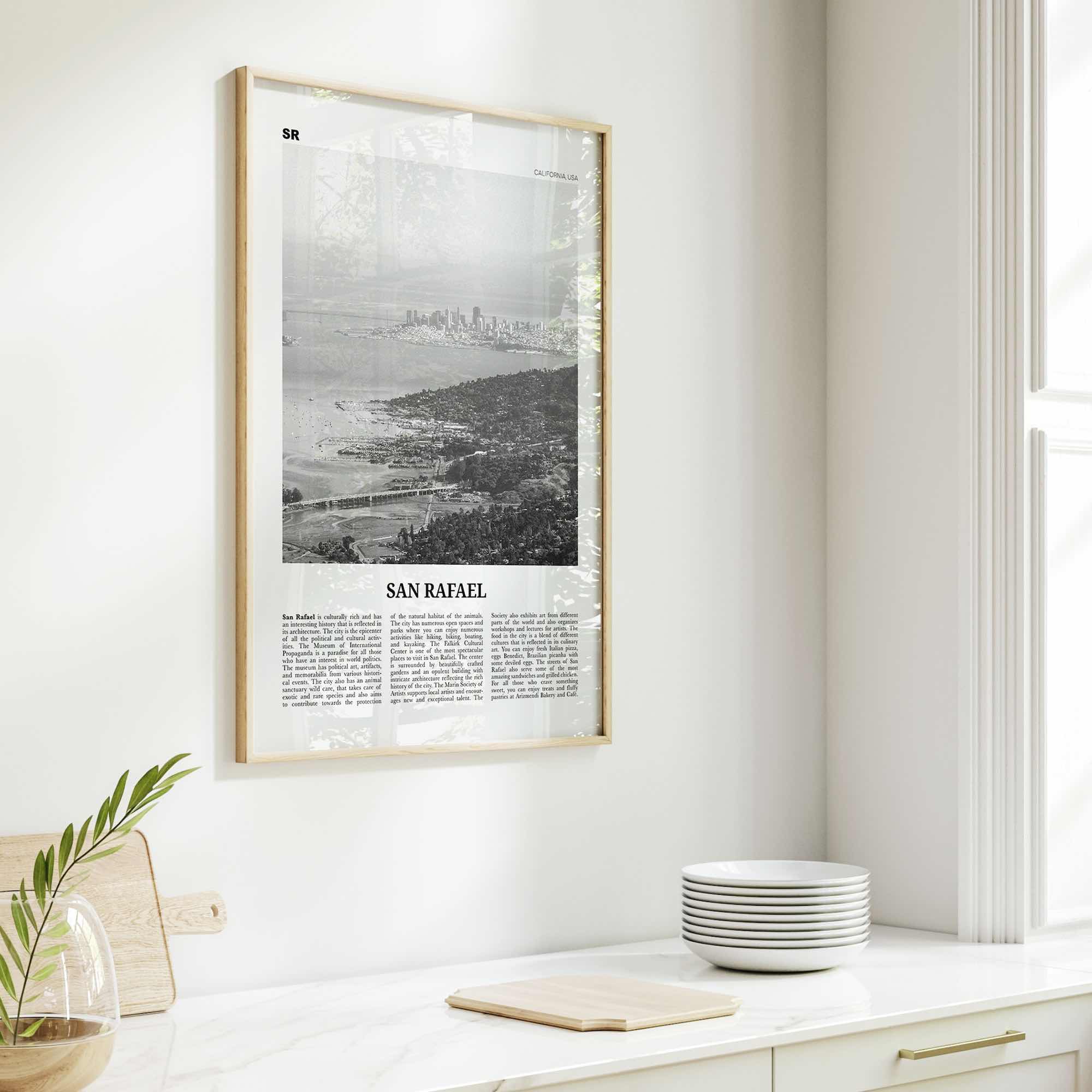 San Rafael Print Black and White, San Rafael Wall Art, San Rafael Poster, San Rafael Photo, San Rafael Décor, California, USA, United States