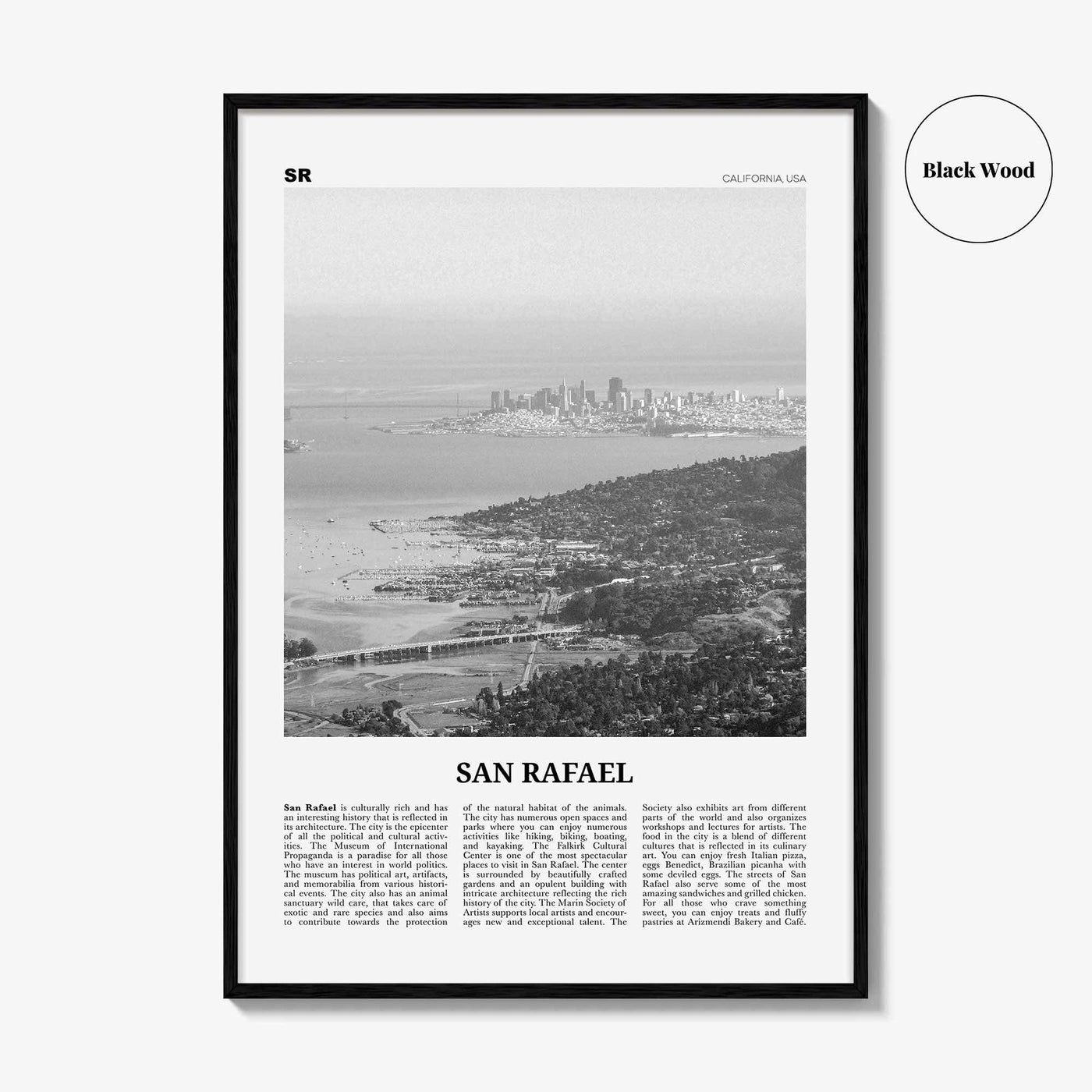 San Rafael Print Black and White, San Rafael Wall Art, San Rafael Poster, San Rafael Photo, San Rafael Décor, California, USA, United States