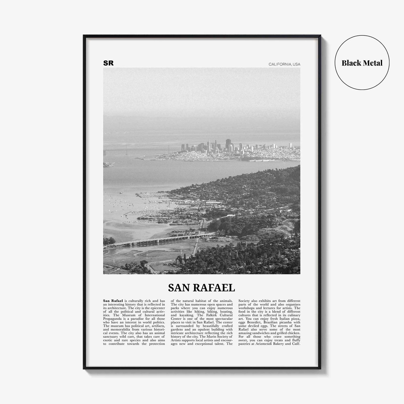 San Rafael Print Black and White, San Rafael Wall Art, San Rafael Poster, San Rafael Photo, San Rafael Décor, California, USA, United States