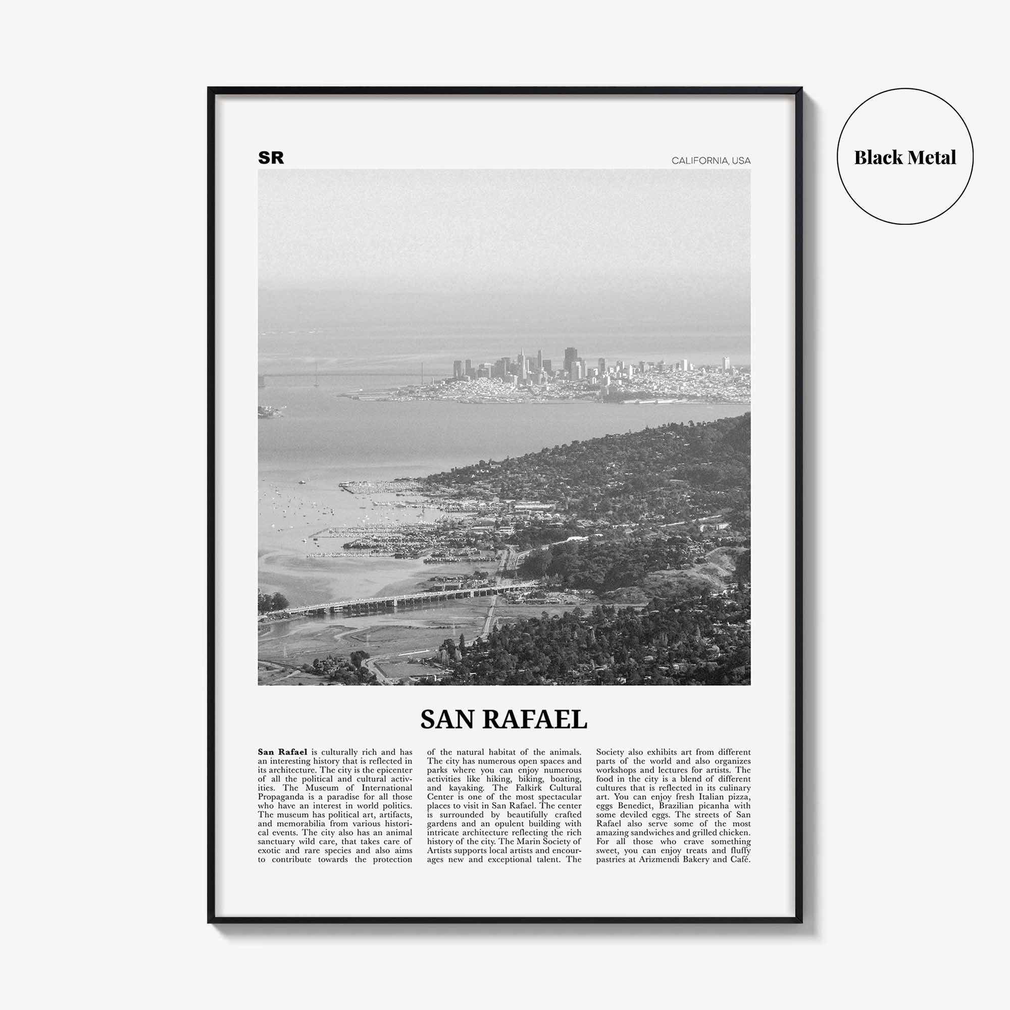 San Rafael Print Black and White, San Rafael Wall Art, San Rafael Poster, San Rafael Photo, San Rafael Décor, California, USA, United States
