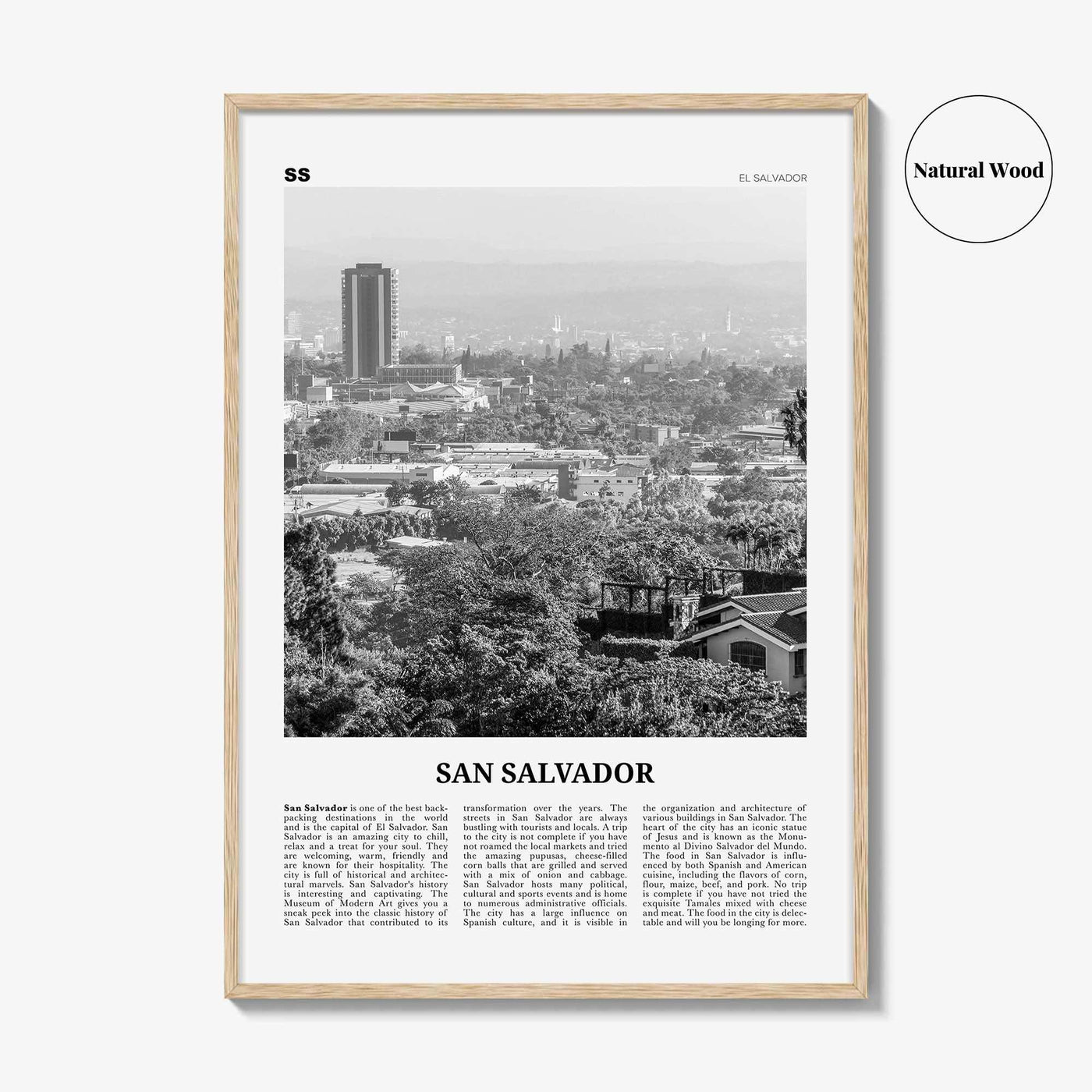 San Salvador Print Black and White, San Salvador Wall Art, San Salvador Poster, San Salvador Photo, San Salvador Wall Décor, El Salvador