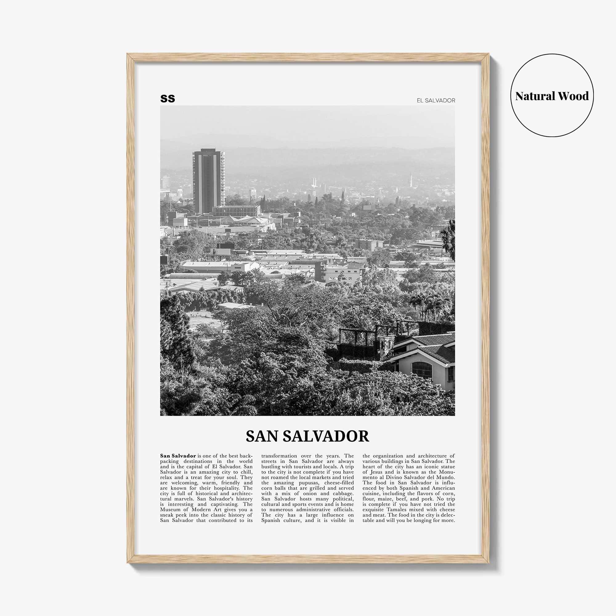 San Salvador Print Black and White, San Salvador Wall Art, San Salvador Poster, San Salvador Photo, San Salvador Wall Décor, El Salvador