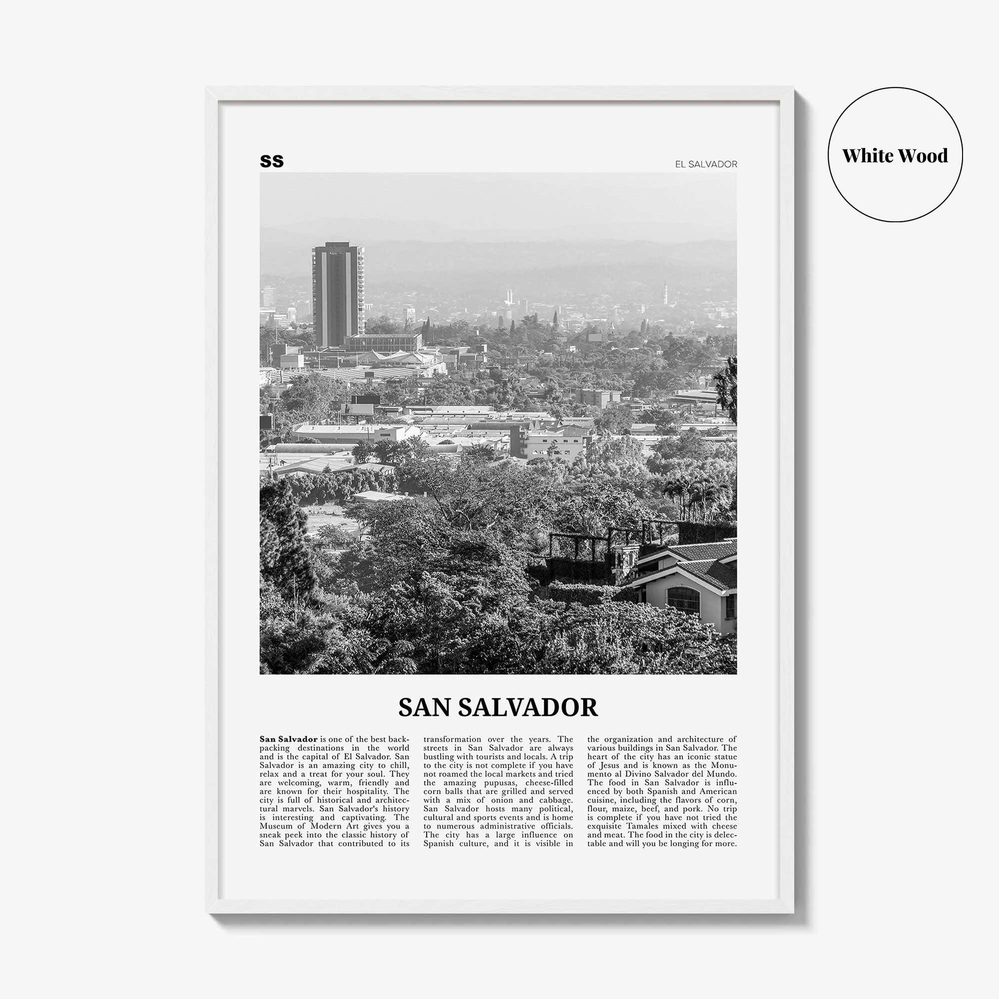 San Salvador Print Black and White, San Salvador Wall Art, San Salvador Poster, San Salvador Photo, San Salvador Wall Décor, El Salvador