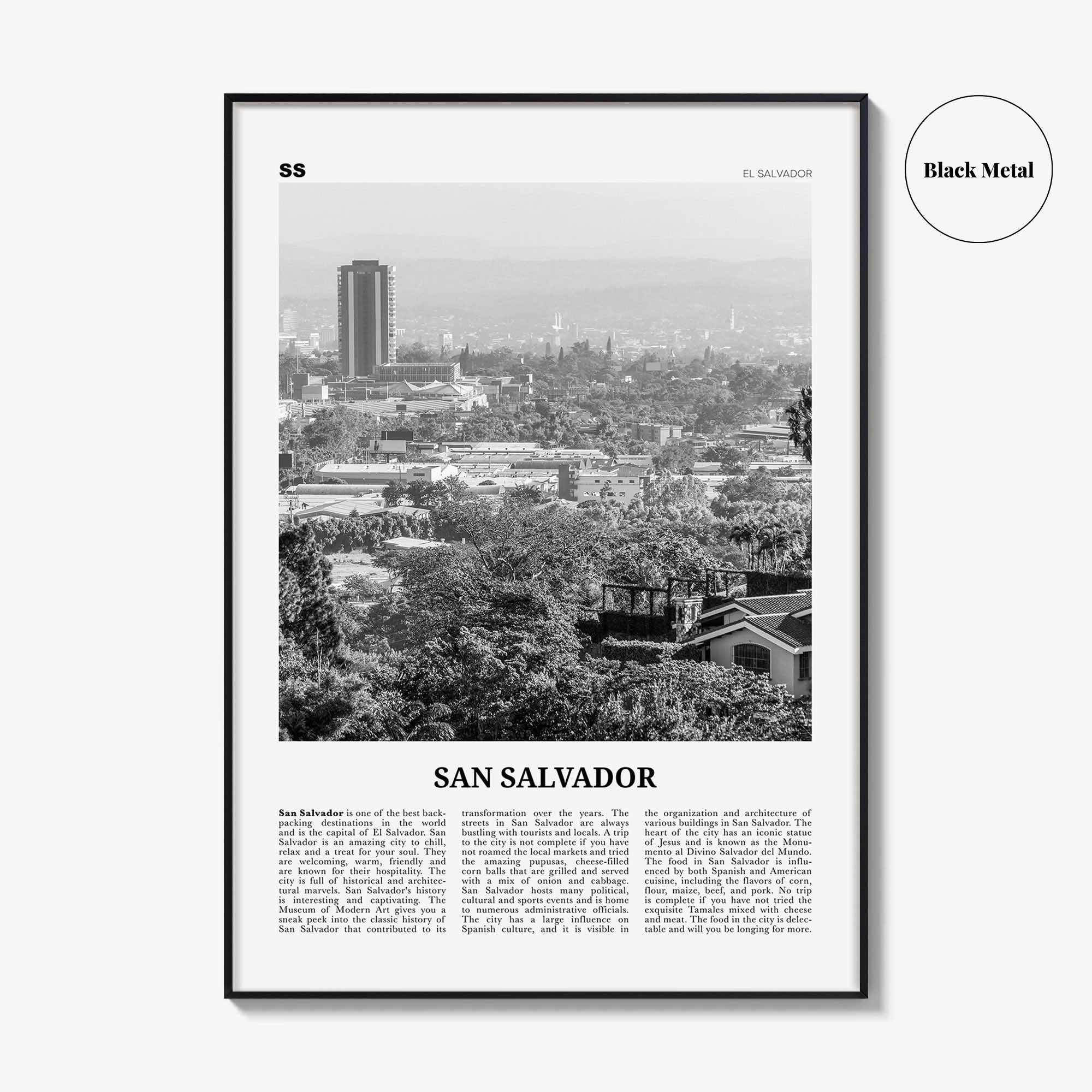 San Salvador Print Black and White, San Salvador Wall Art, San Salvador Poster, San Salvador Photo, San Salvador Wall Décor, El Salvador
