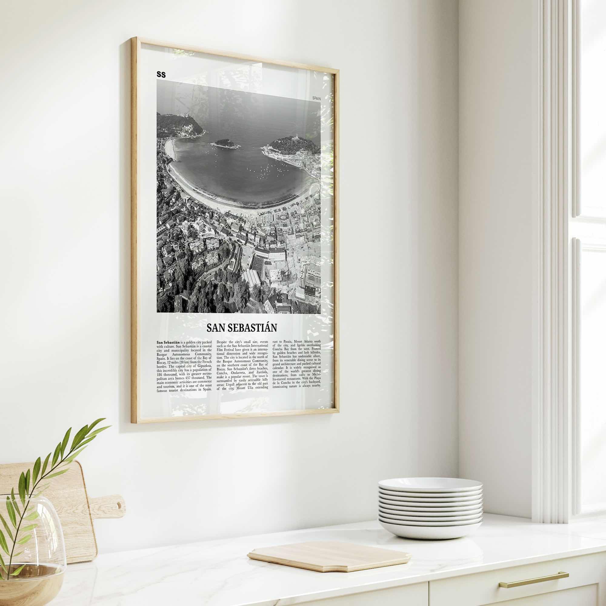 San Sebastian Print Black and White No 1, San Sebastián Wall Art, San Sebastián Poster, Donostia, Basque Country, Spain, España, Europe