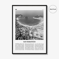 San Sebastian Print Black and White No 1, San Sebastián Wall Art, San Sebastián Poster, Donostia, Basque Country, Spain, España, Europe