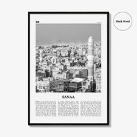 Sanaa Print Black and White, Sanaa Wall Art, Sanaa Poster, Sanaa Photo, Sanaa Wall Décor, Sanaa Map, Yemen