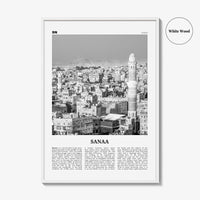 Sanaa Print Black and White, Sanaa Wall Art, Sanaa Poster, Sanaa Photo, Sanaa Wall Décor, Sanaa Map, Yemen