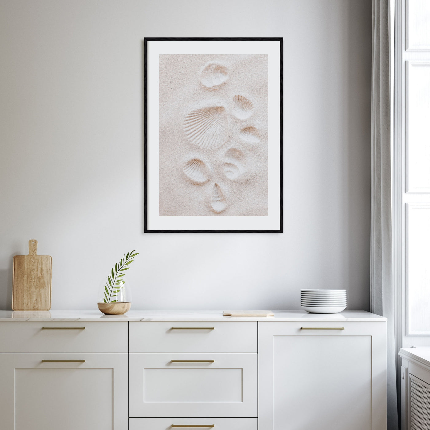 Sand with Seashell Footprints Photo Color Poster
