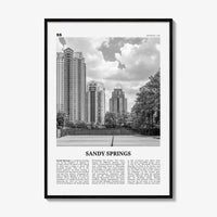 Sandy Springs Print Black and White, Sandy Springs Wall Art, Sandy Springs Poster, Sandy Springs Photo, Sandy Springs Map, Georgia, USA
