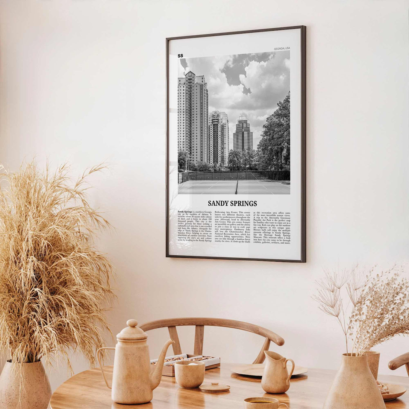 Sandy Springs Print Black and White, Sandy Springs Wall Art, Sandy Springs Poster, Sandy Springs Photo, Sandy Springs Map, Georgia, USA