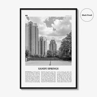 Sandy Springs Print Black and White, Sandy Springs Wall Art, Sandy Springs Poster, Sandy Springs Photo, Sandy Springs Map, Georgia, USA