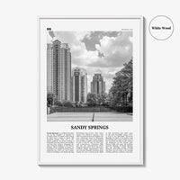 Sandy Springs Print Black and White, Sandy Springs Wall Art, Sandy Springs Poster, Sandy Springs Photo, Sandy Springs Map, Georgia, USA