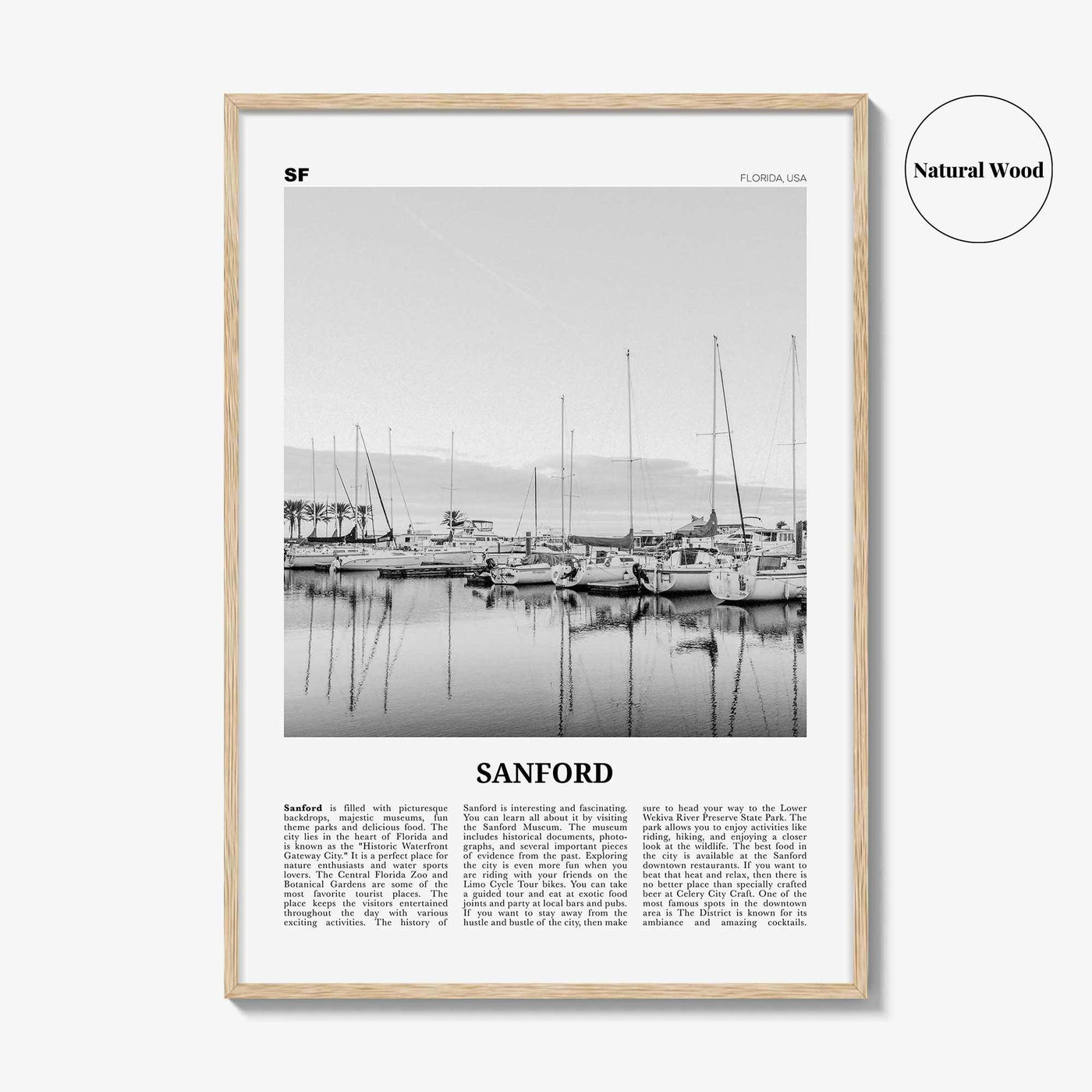 Sanford Print Black and White, Sanford Wall Art, Sanford Poster, Sanford Photo, Sanford Wall Décor, Florida, USA, United States