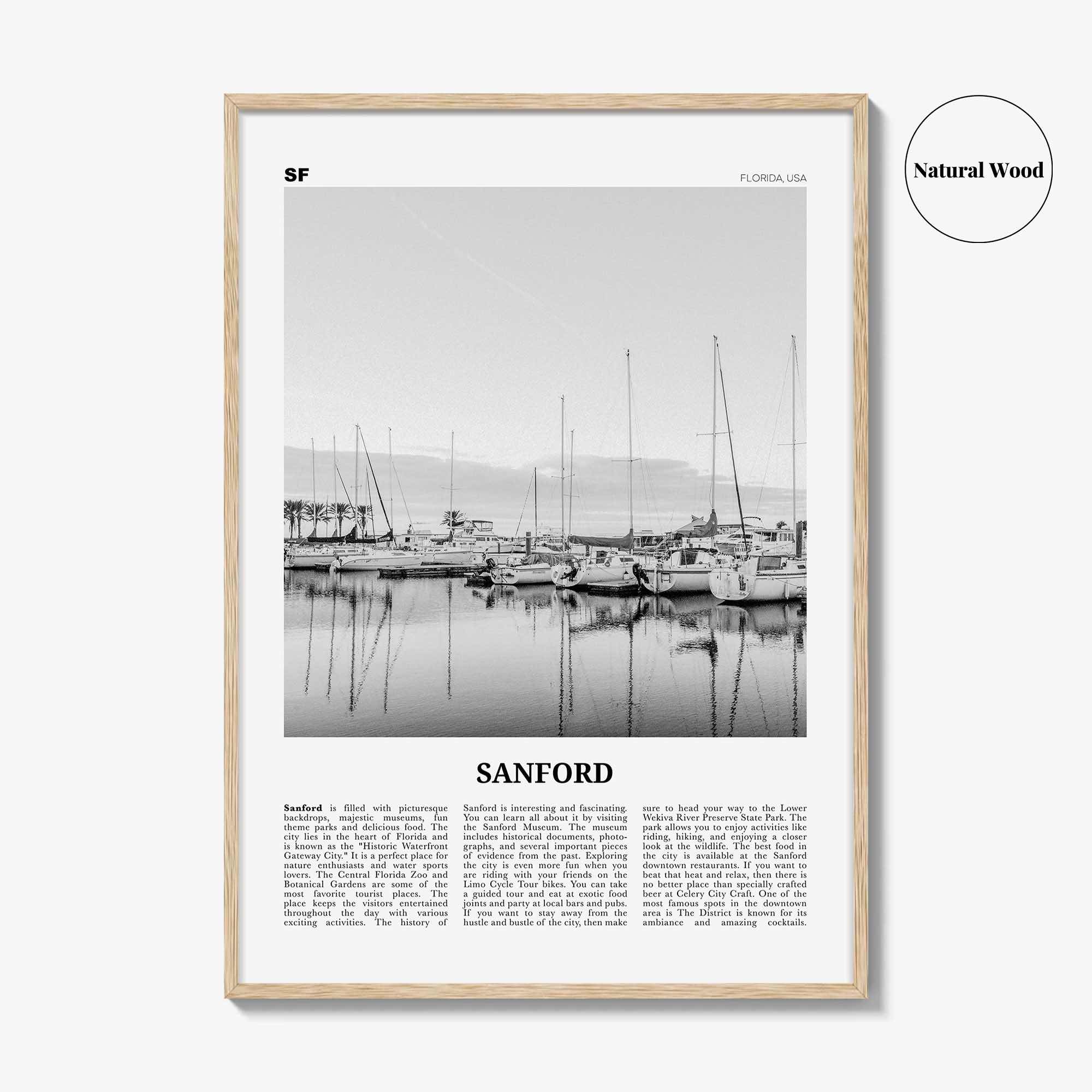 Sanford Print Black and White, Sanford Wall Art, Sanford Poster, Sanford Photo, Sanford Wall Décor, Florida, USA, United States