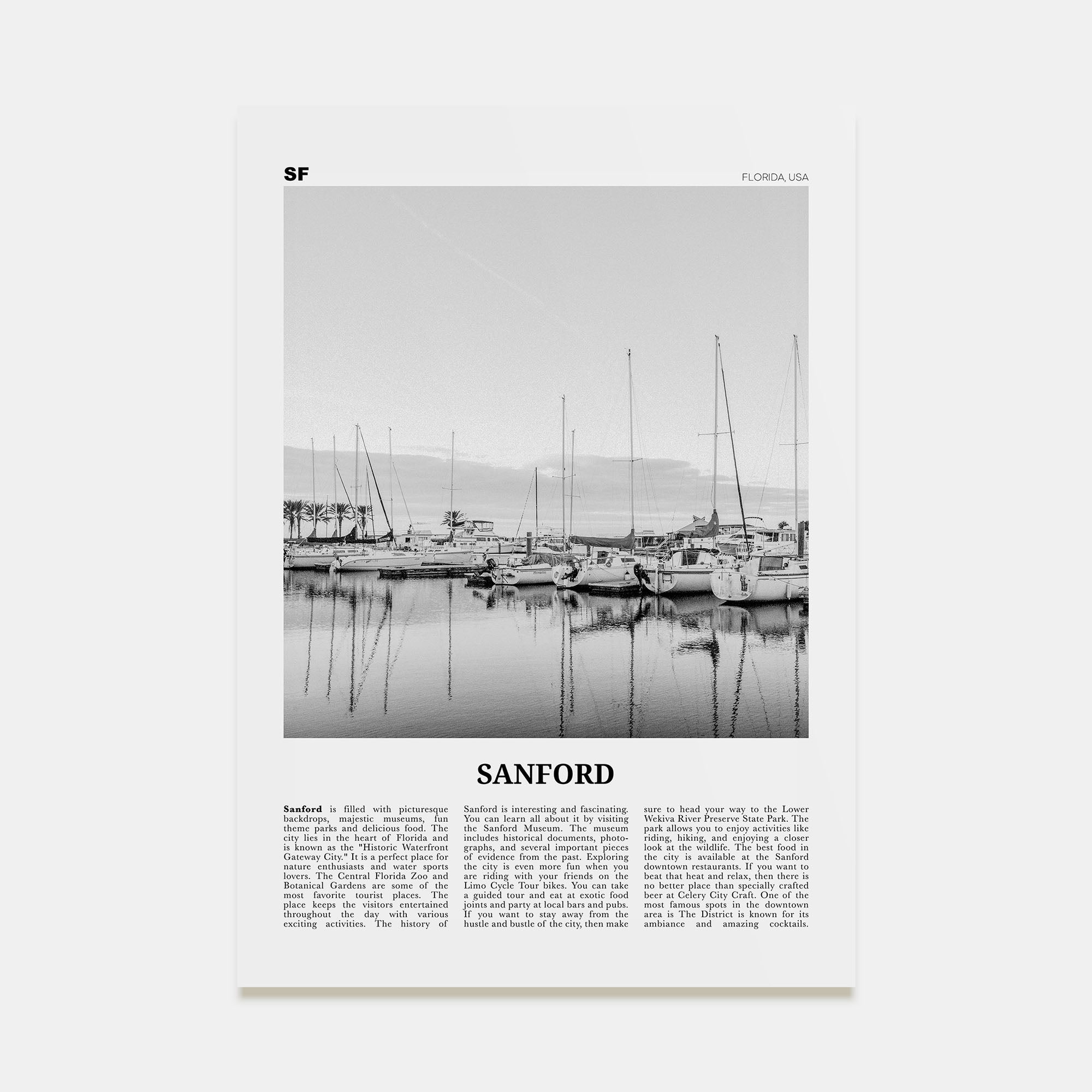 Sanford Travel B&W Poster