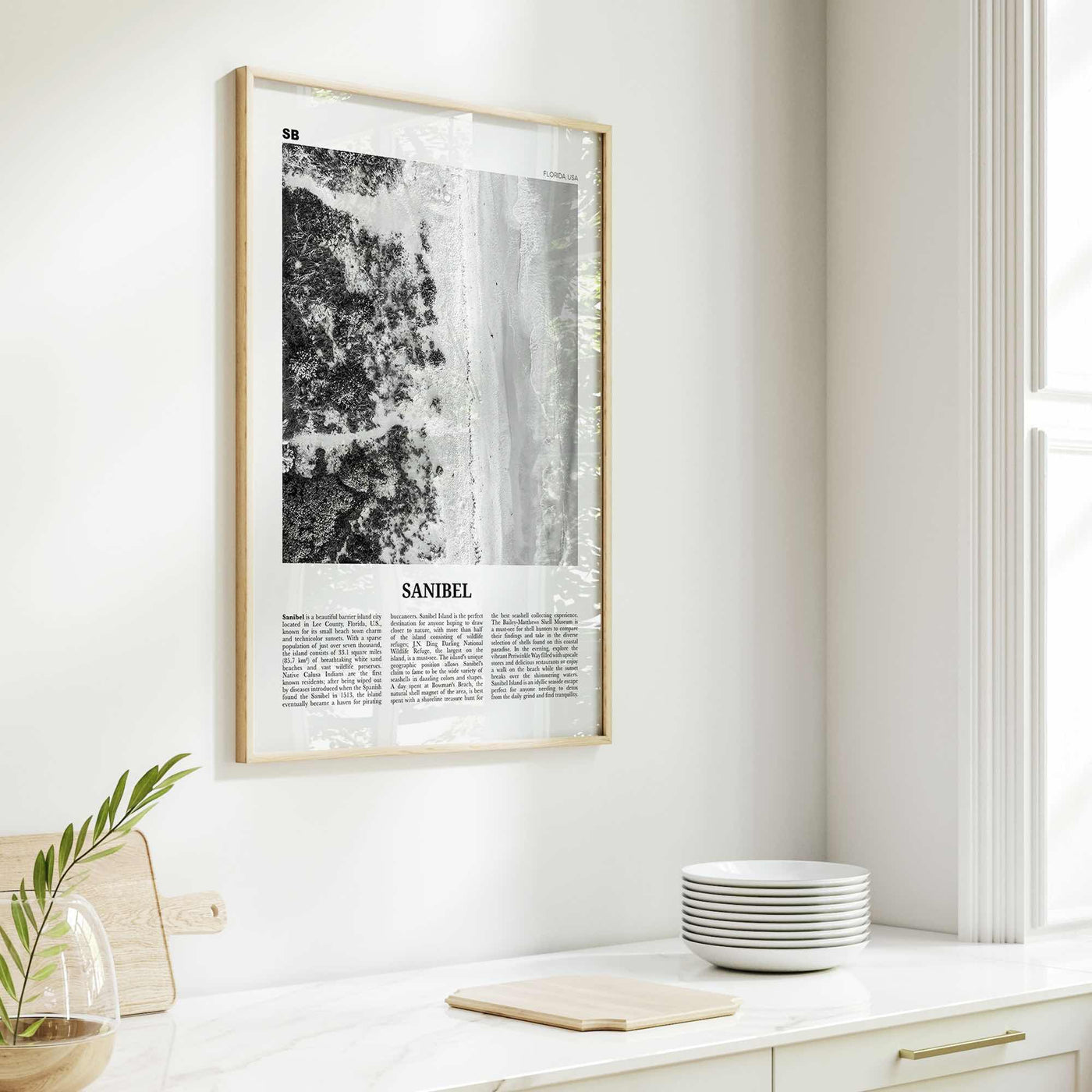 Sanibel Print Black and White, Sanibel Wall Art, Sanibel Poster, Sanibel Photo, Sanibel Wall Décor, Florida, USA, United States