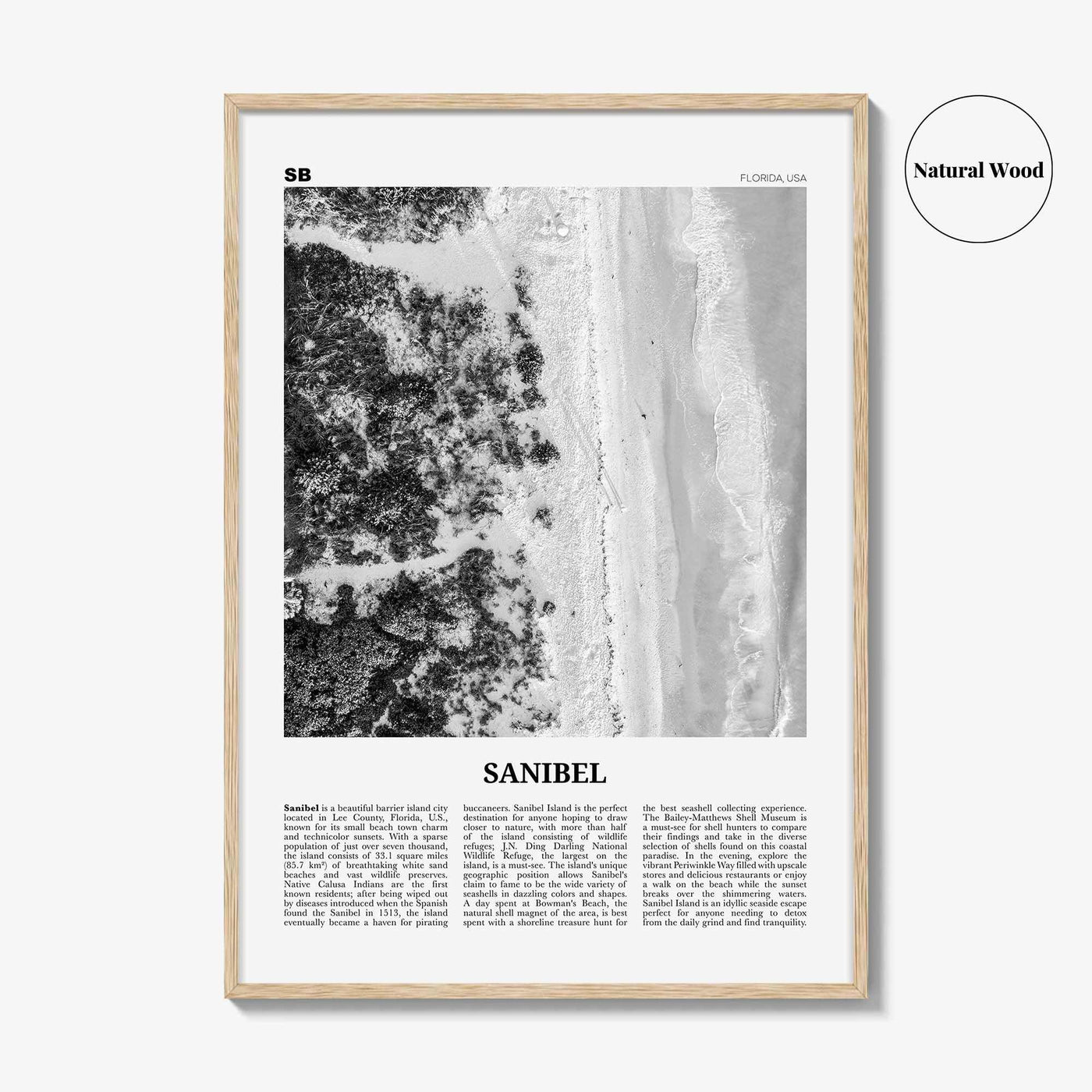 Sanibel Print Black and White, Sanibel Wall Art, Sanibel Poster, Sanibel Photo, Sanibel Wall Décor, Florida, USA, United States