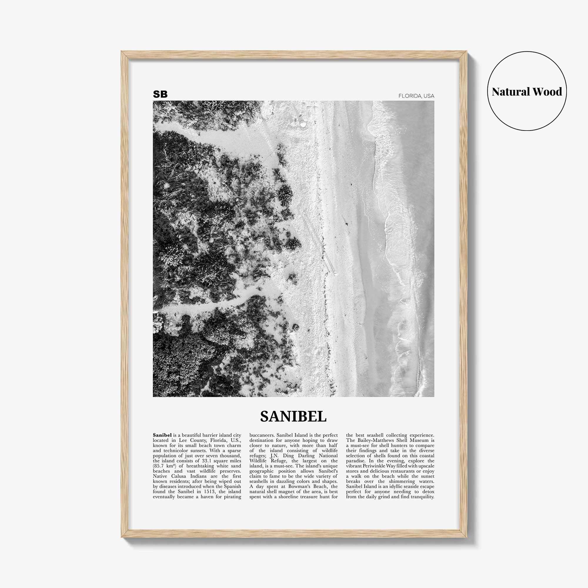 Sanibel Print Black and White, Sanibel Wall Art, Sanibel Poster, Sanibel Photo, Sanibel Wall Décor, Florida, USA, United States