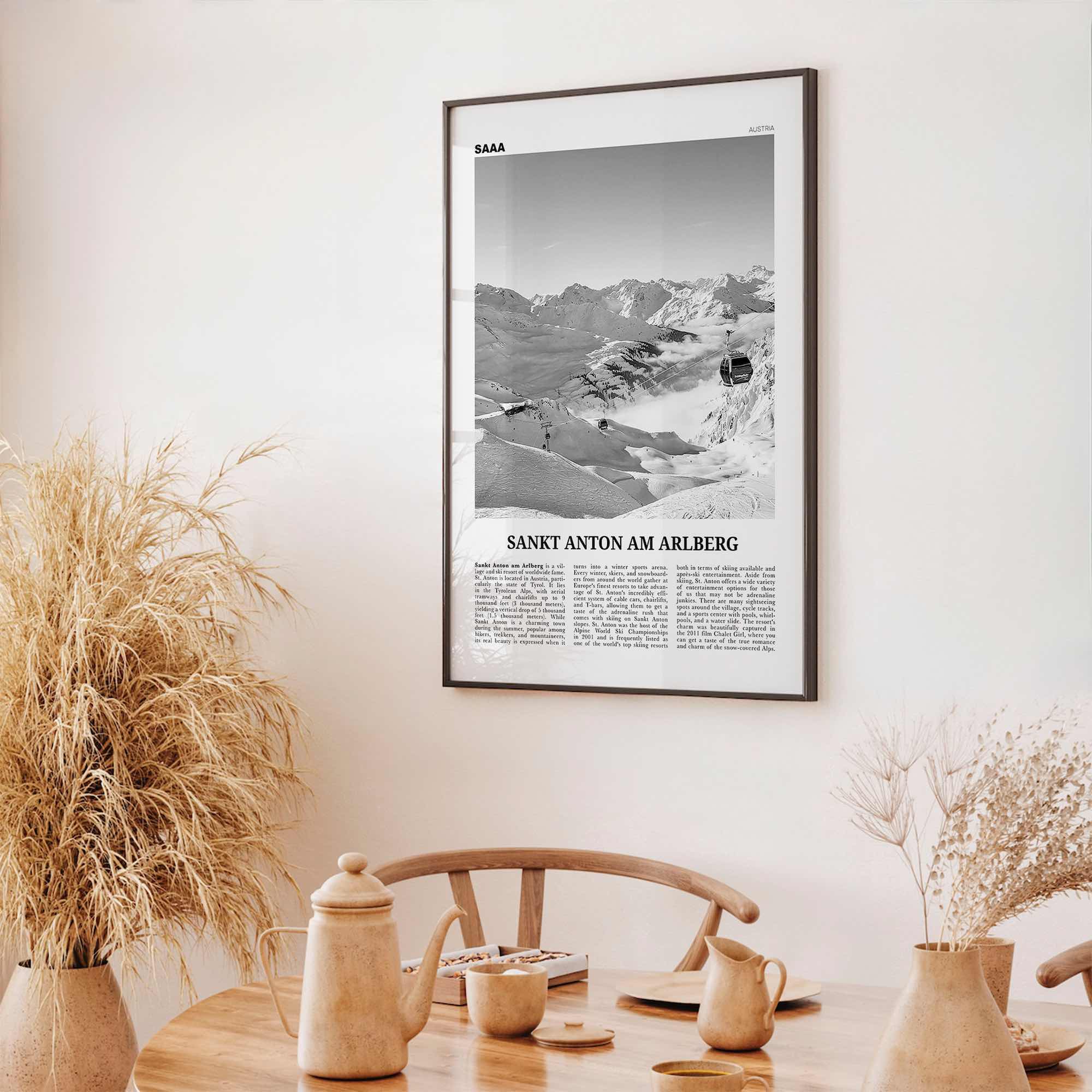 Sankt Anton am Arlberg Print Black and White, St Anton Wall Art, St Anton Photo, St Anton Wall Décor, Austria, Tyrol, Österreich