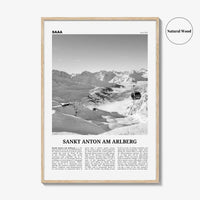Sankt Anton am Arlberg Print Black and White, St Anton Wall Art, St Anton Photo, St Anton Wall Décor, Austria, Tyrol, Österreich