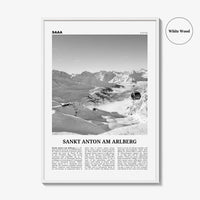 Sankt Anton am Arlberg Print Black and White, St Anton Wall Art, St Anton Photo, St Anton Wall Décor, Austria, Tyrol, Österreich