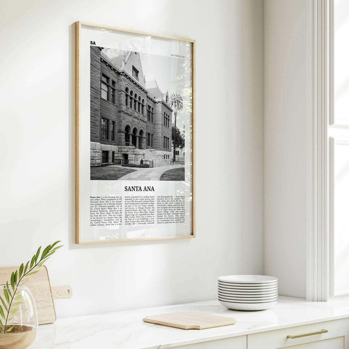 Santa Ana Print Black and White, Santa Ana Wall Art, Santa Ana Poster, Santa Ana Photo, California, USA, United States, North America