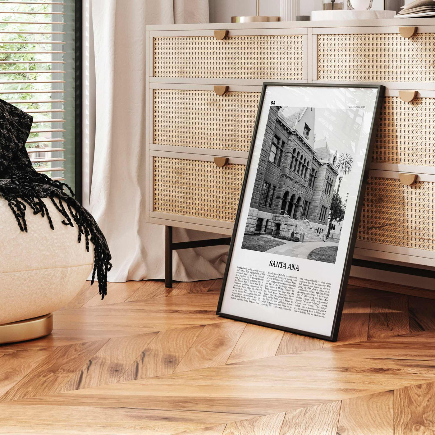 Santa Ana Print Black and White, Santa Ana Wall Art, Santa Ana Poster, Santa Ana Photo, California, USA, United States, North America