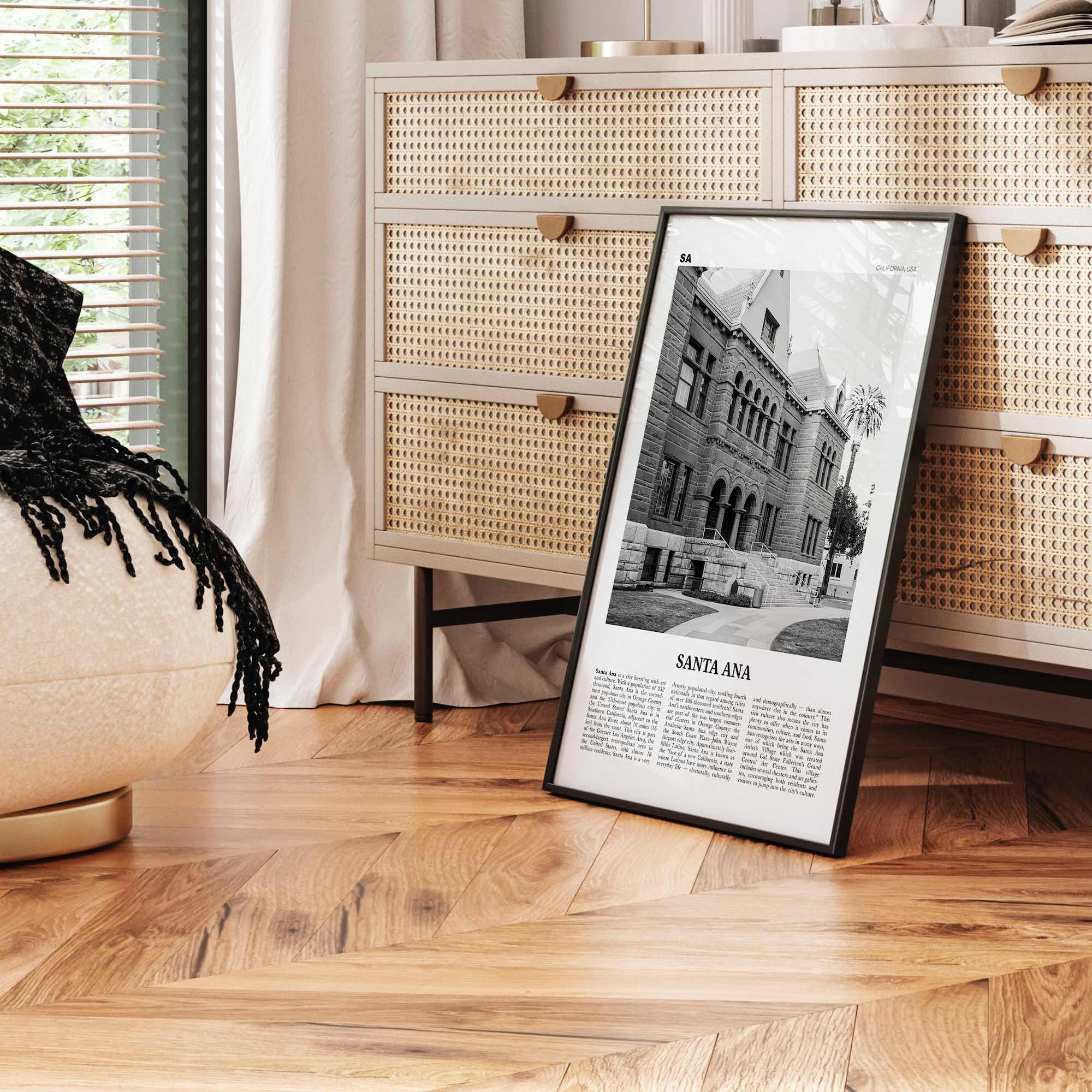 Santa Ana Print Black and White, Santa Ana Wall Art, Santa Ana Poster, Santa Ana Photo, California, USA, United States, North America